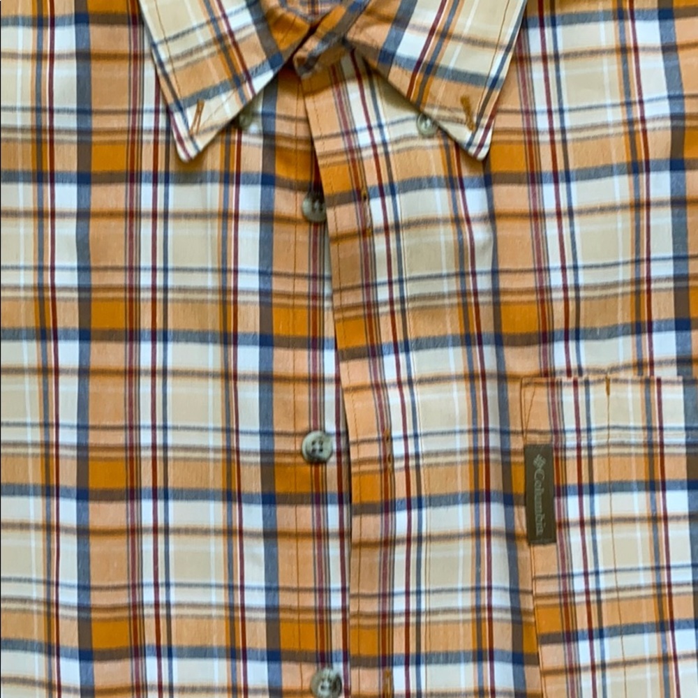 Columbia Orange Check Button Down Shirt XL - Picture 3 of 3